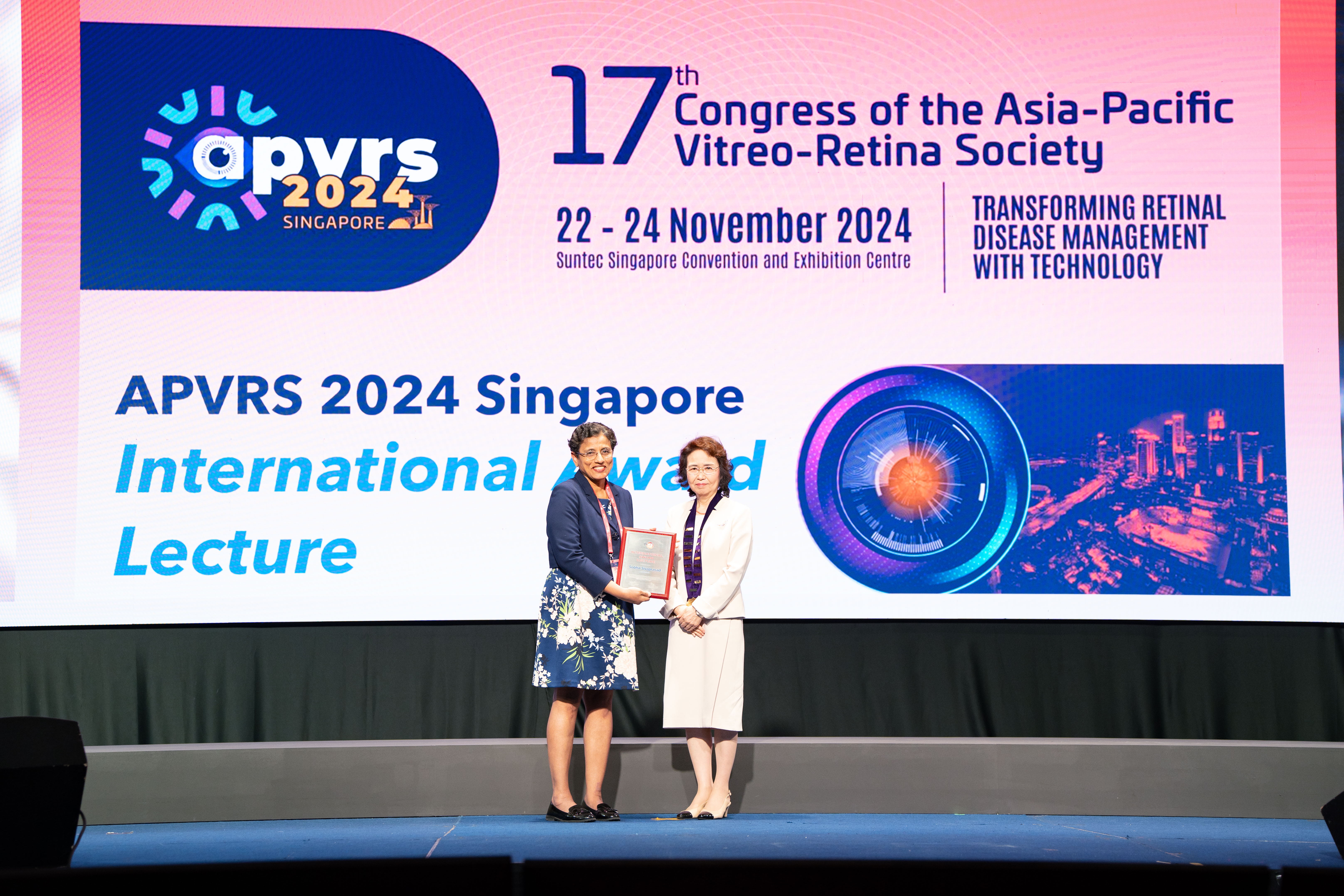 Professor Sobha Sivaprasad accepting award