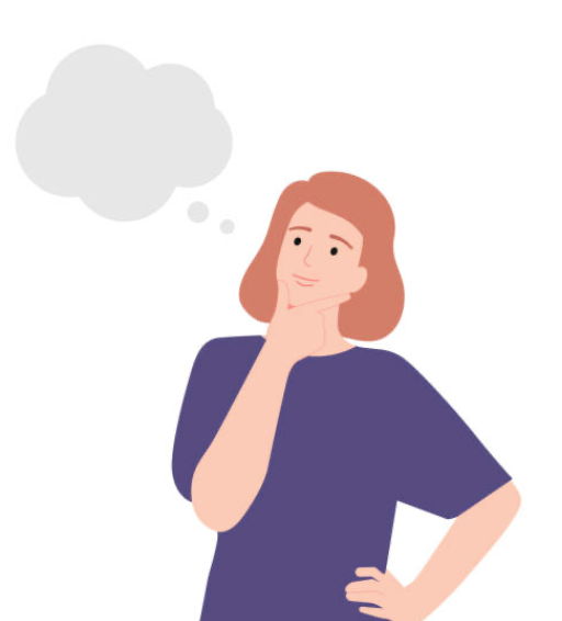 Drawing of a person with a thought bubble over their head