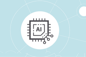 Icon of a data chip with AI written on it