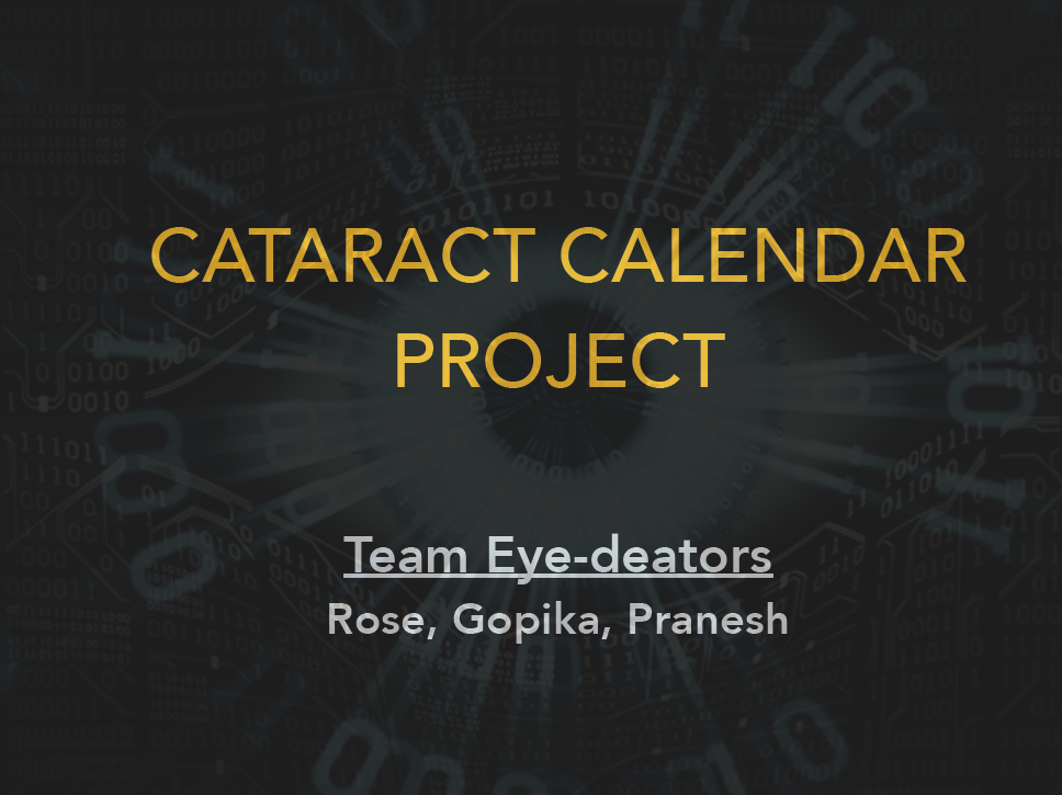 Cataract calendar project front page