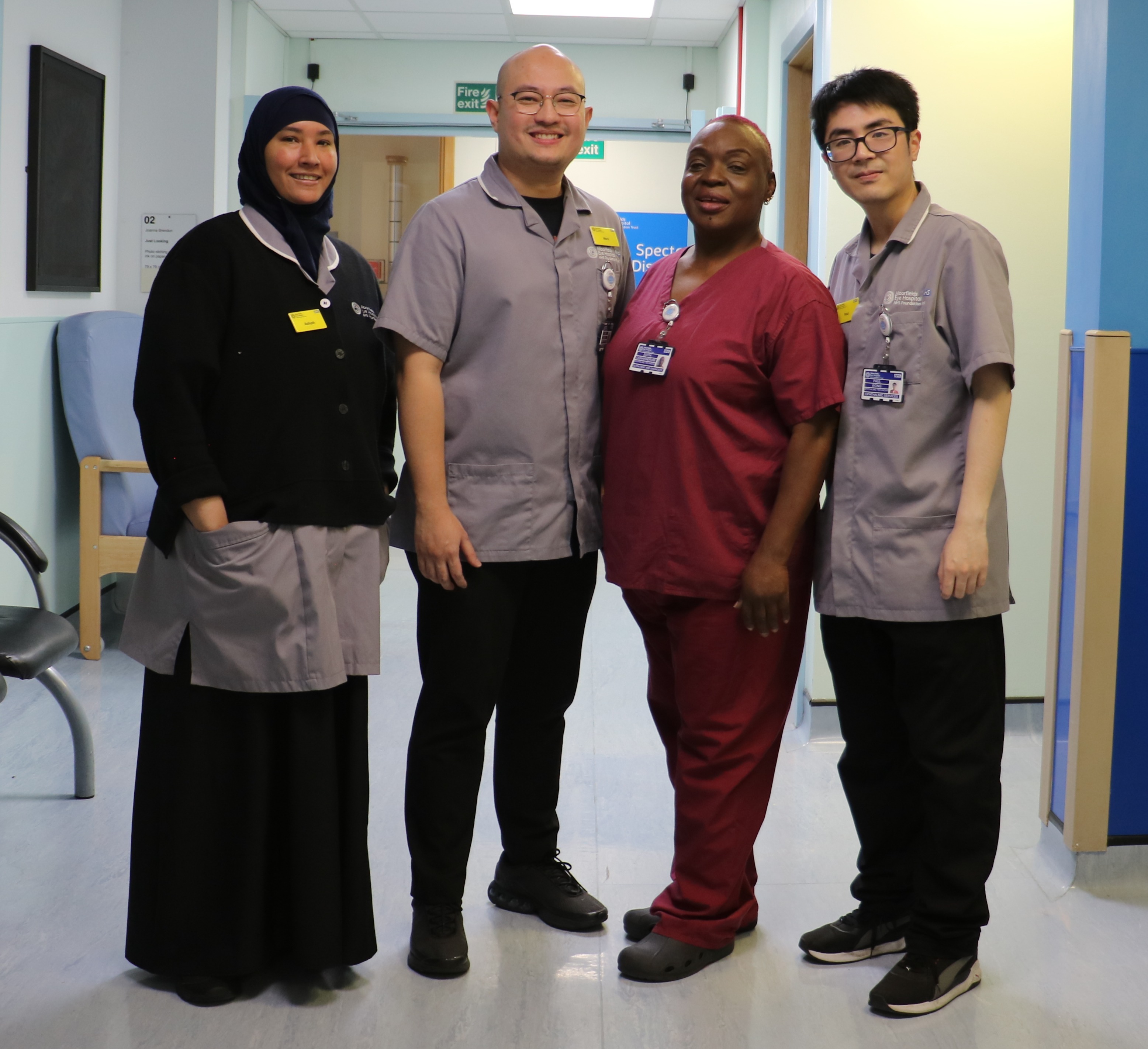 Moorfields team members in the hospital