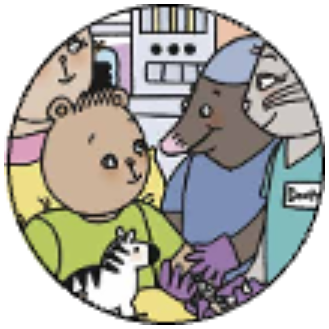 Cartoon animal Operating department practitioners (ODPs) and theatre nurses