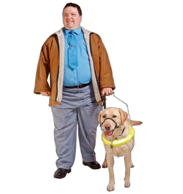 person with a working service dog