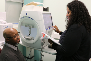 Patient has visual field assessment